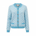 GUCCI TURQUOISE BLUE LOGO CARDIGAN - SIZE L
