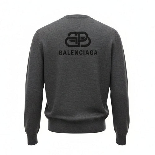 BALENCIAGA GREY CREWNECK SWEATER WITH BACK LOGO - SIZE XS