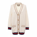 GUCCI 2-PIECE KNIT CARDIGAN SET WITH GG GOLD LOGO BUTTONS - SIZE S