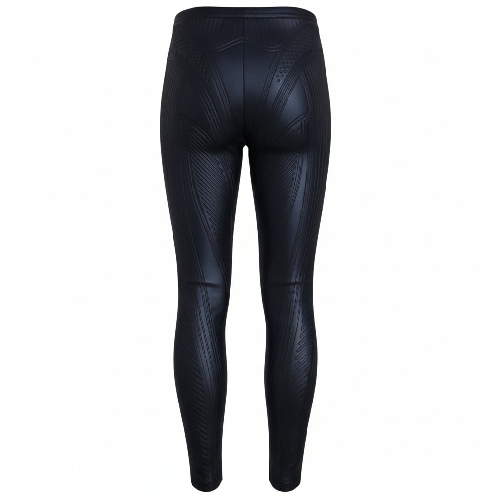 MUGLER BLACK COATED LEGGINGS - SIZE 36