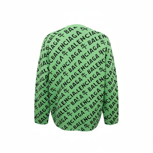 BALENCIAGA OVERSIZED EMERALD GREEN LOGO KNIT SWEATER - SIZE XS