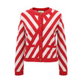 GUCCI RED AND CREAM KNIT CARDIGAN WITH GG LOGO BUTTONS - SIZE XS (OVERSIZED)
