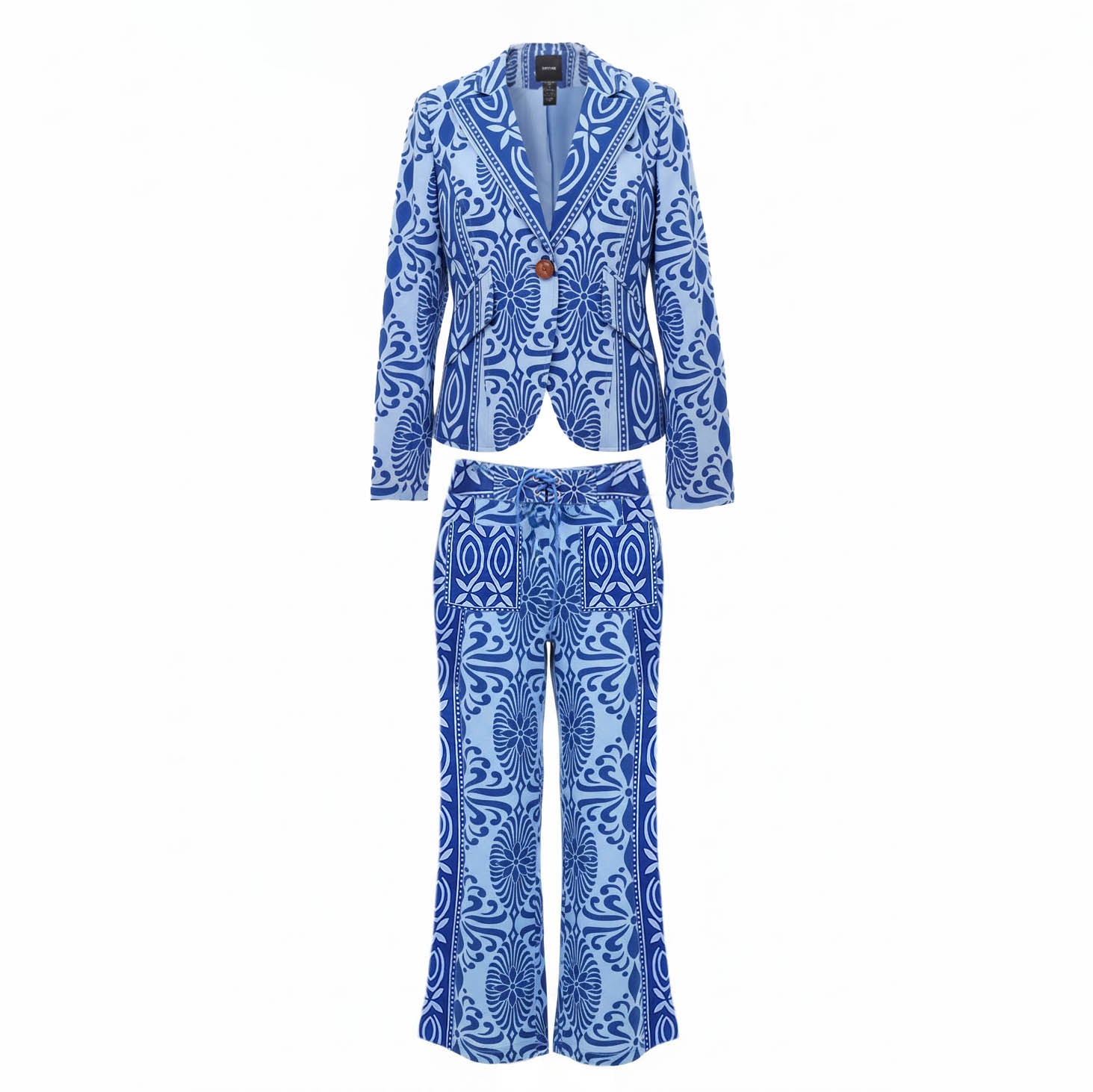 SMYTHE BLUE PATTERNED SUIT - SIZE 12