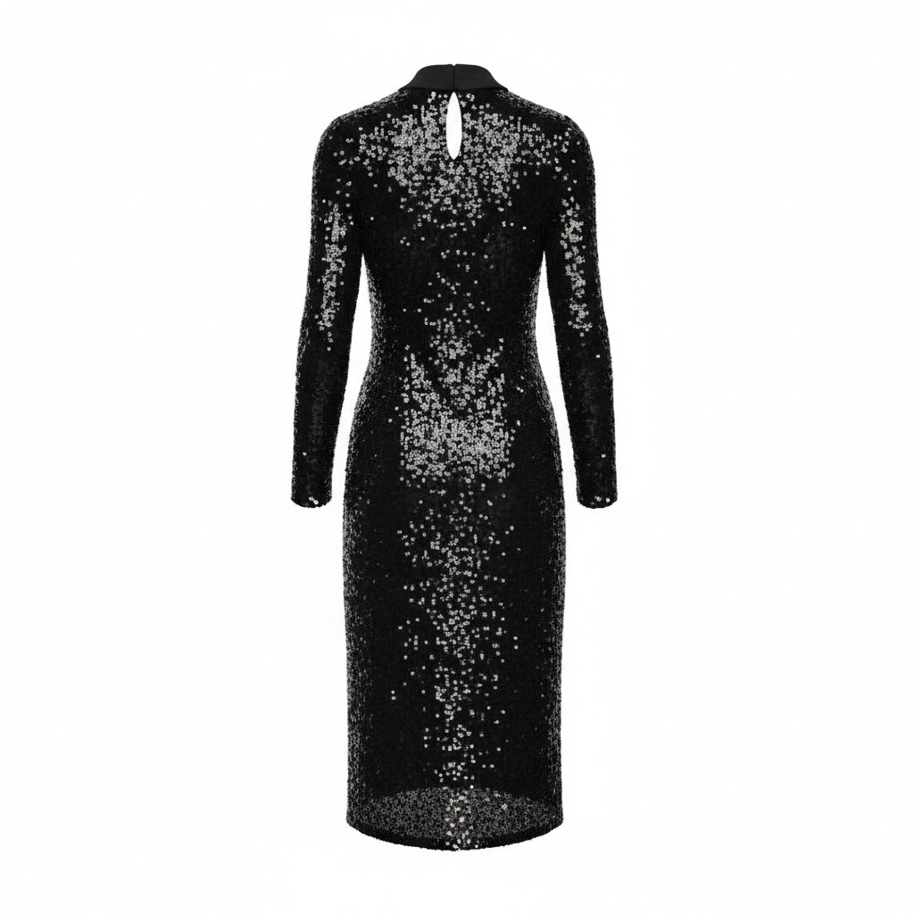 long basic black dress Elegant Elena Maxi Dress in Black main image 1
