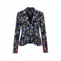 SMYTHE BLACK AND BLUE FLORAL EMBROIDERED BLAZER - SIZE 4