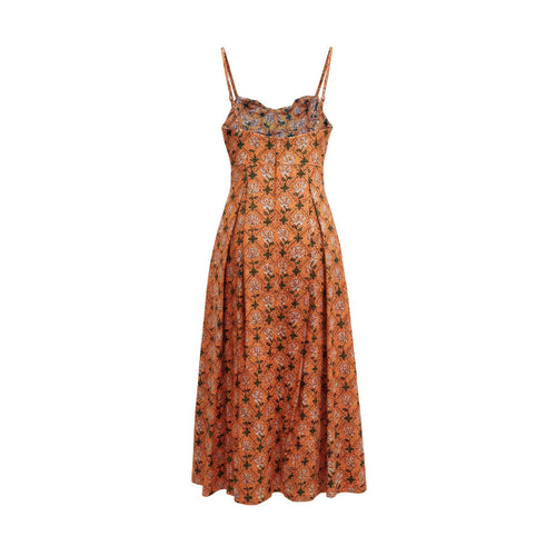 AGUA BY AGUA BENDITA ORANGE PATTERNED 'MAMBO HERBAL' DRESS - SIZE S