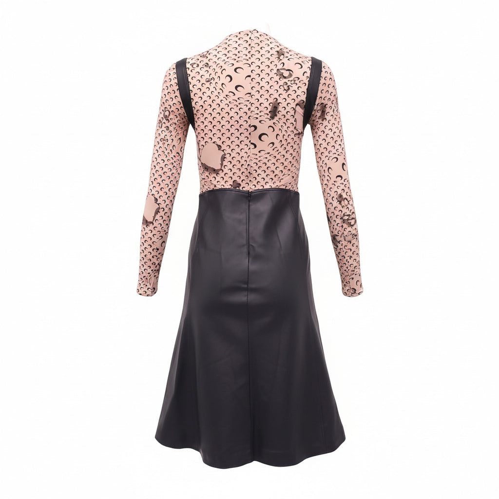 MARINE SERRE 'REGENERATED LEATHER HYBRID STRETCH' DRESS - SIZE M