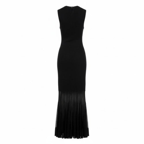 ALEXANDER MCQUEEN FITTED MAXI DRESS WITH FLARE DETAIL - SIZE S