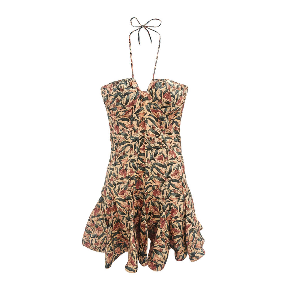 AGUA BY AGUA BENDITA YELLOW AND GREEN 'ANTURIO MONARCA AMARILLO' DRESS - SIZE L