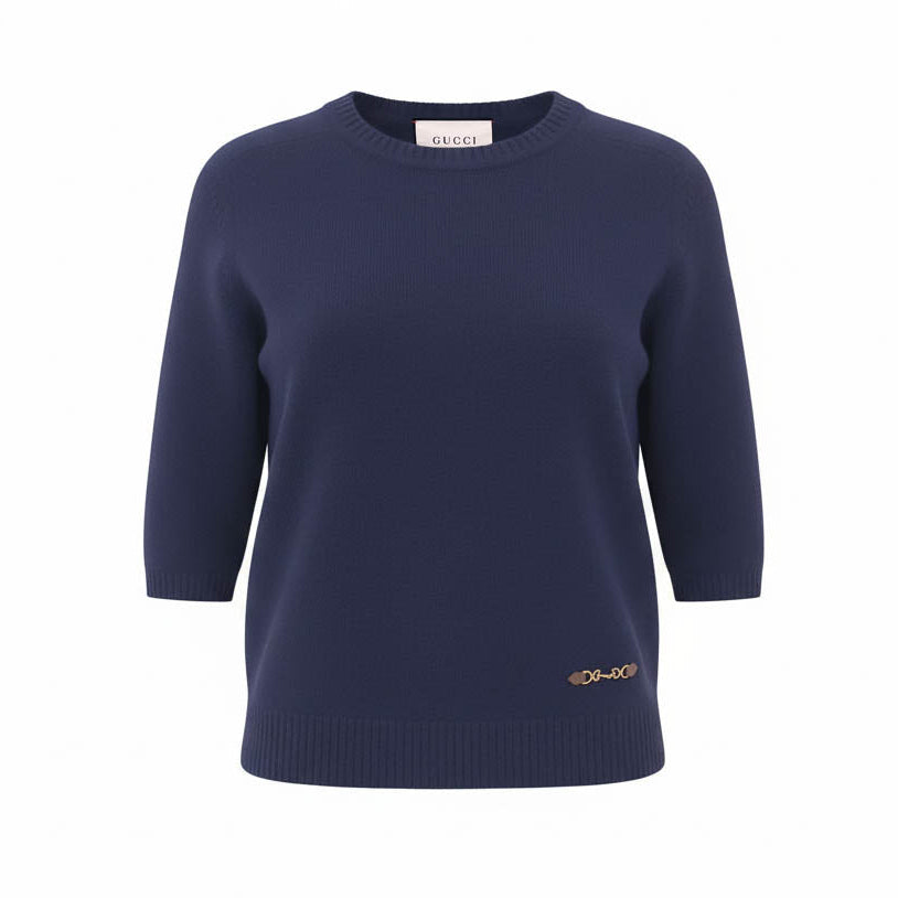 GUCCI CASHMERE SWEATER WITH GOLD HORSEBIT DETAIL - SIZE M