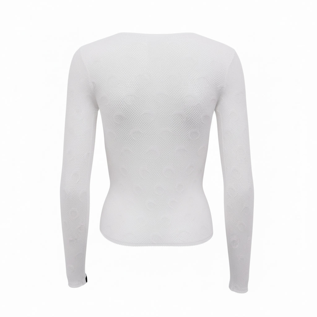 MARINE SERRE WHITE SHEER MESH MOON TOP - SIZE S