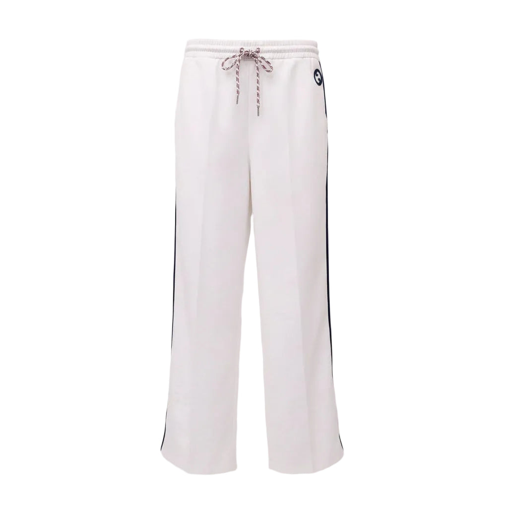 GUCCI WHITE SPORT ELASTIC WAIST HORSEBIT LOGO TROUSERS - SIZE XS