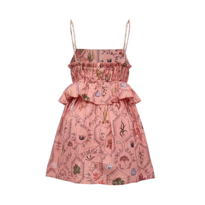 AGUA BY AGUA BENDITA CORAL PINK 'SALVADOR ENCAJE' DRESS WITH PEARL STRAPS - SIZE S