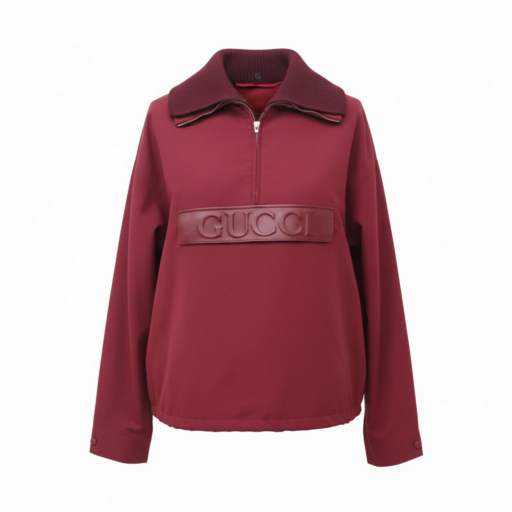 GUCCI BURGUNDY WINDBREAKER WITH LOGO - SIZE 42