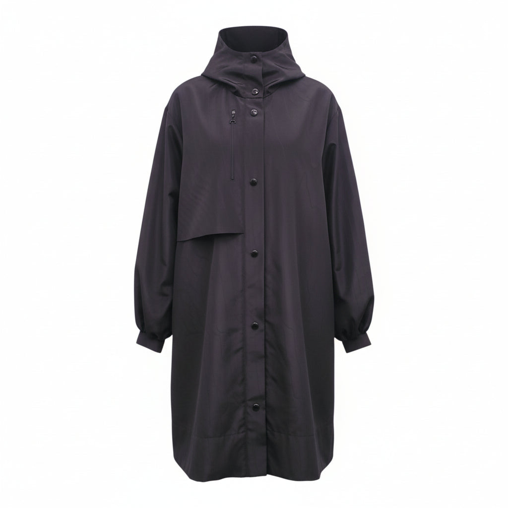 MARINE SERRE A-LINE HOODED LOGO JACKET - SIZE 40 (OVERSIZED)