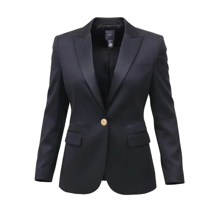 SMYTHE 3-PIECE BLACK SATIN SUIT WITH VEST, PANTS & JACKET - SIZE 12