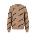 BALENCIAGA CAMEL KNIT LOGO SWEATER - SIZE S