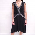 ETRO BLACK DRESS WITH PATTERNED PIPING - SIZE 40