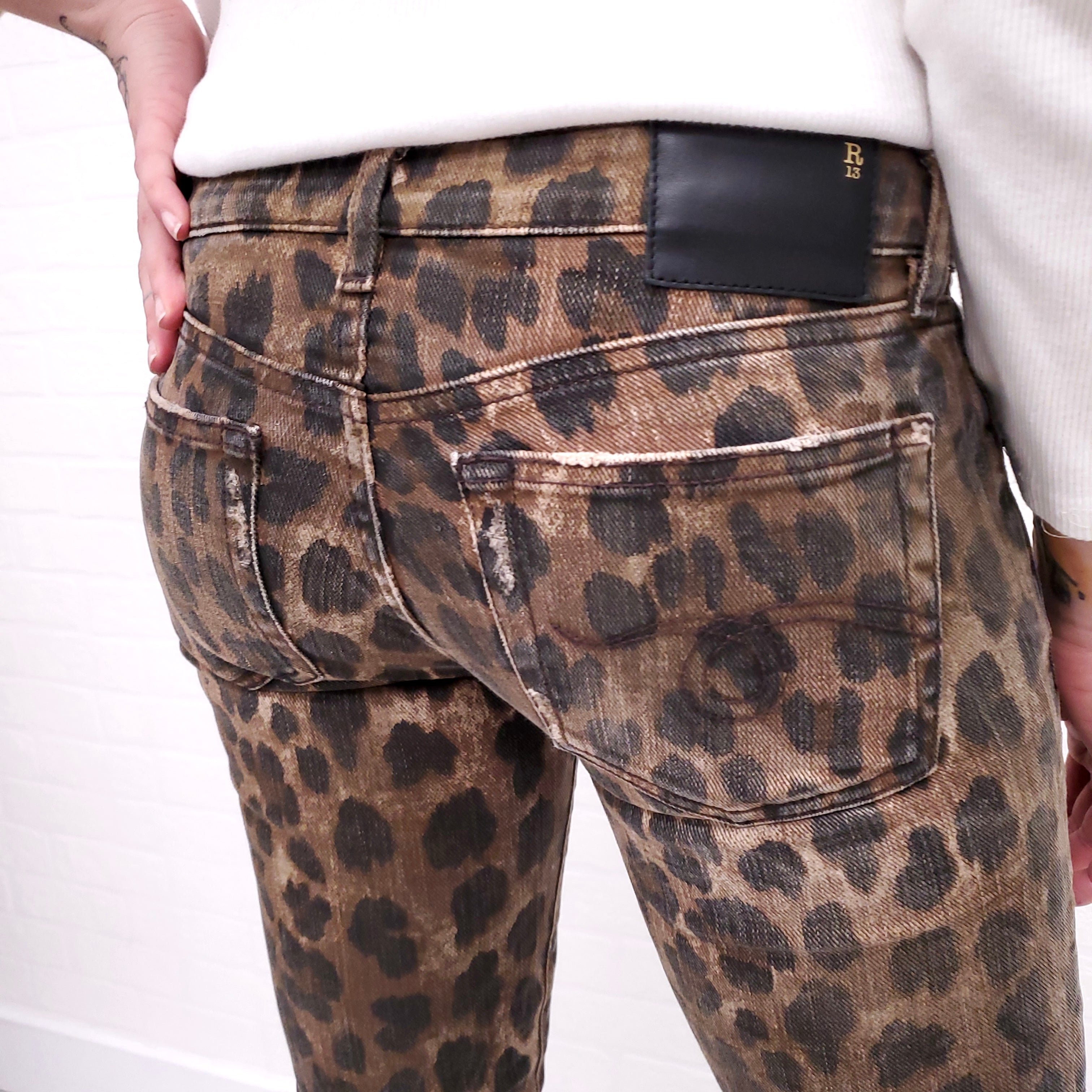 R13 LEOPARD JEANS SIZE 25 Rewind Couture