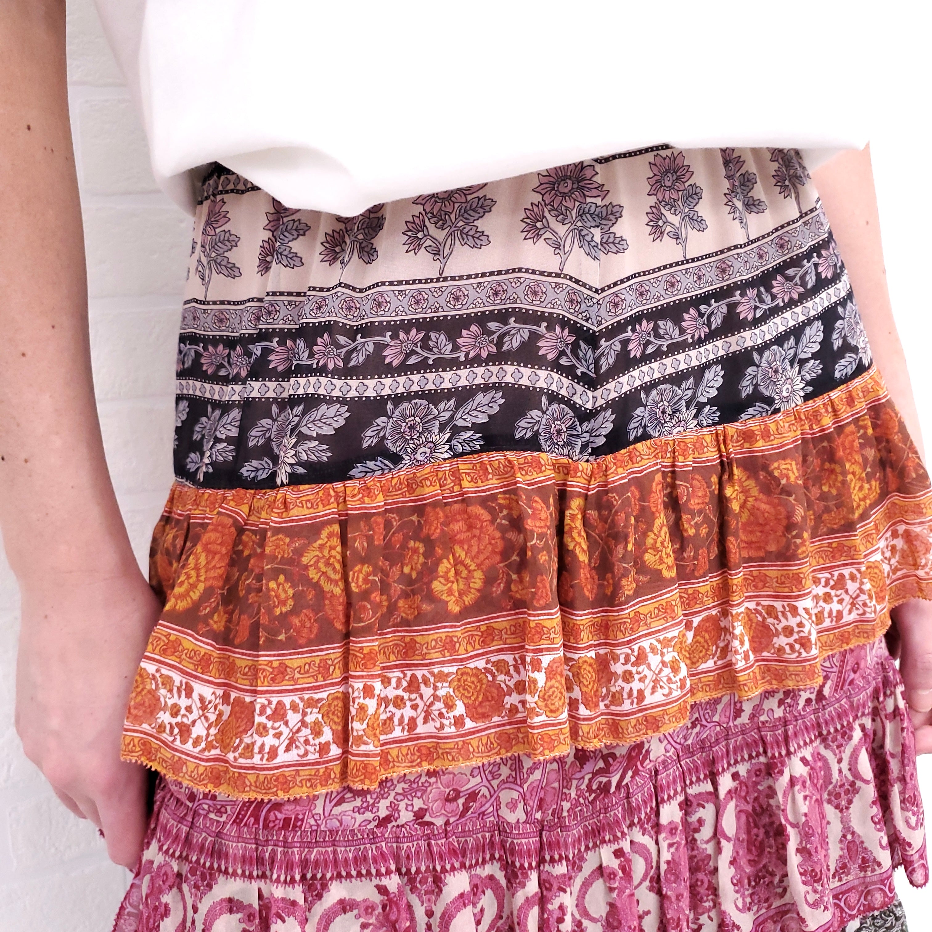 ZIMMERMANN AMARI TIERED MIDI SKIRT - SIZE 0