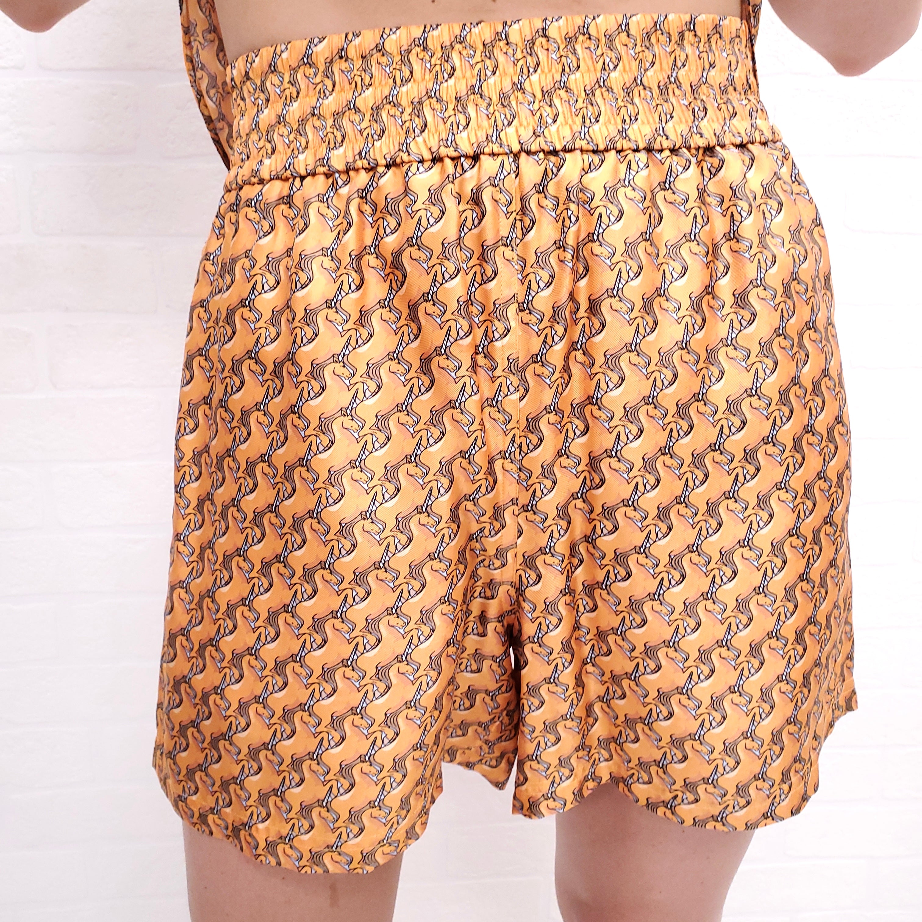 BURBERRY ORANGE UNICORN SILK SHORT SET - SIZE 2