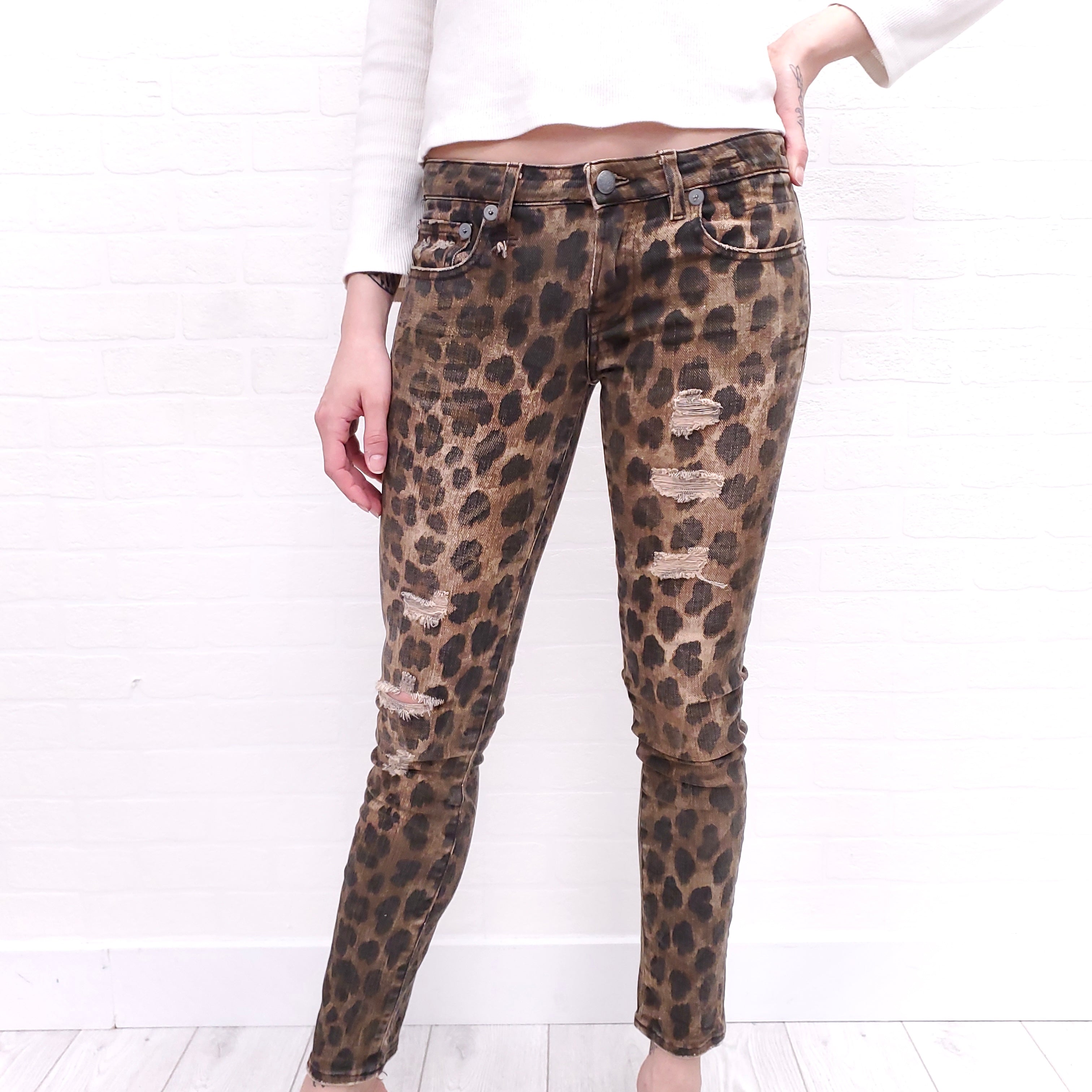 R13 LEOPARD JEANS SIZE 25 Rewind Couture