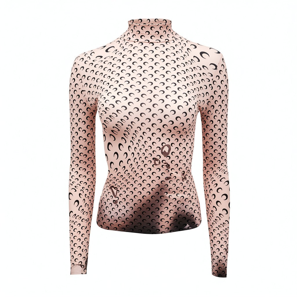 MARINE SERRE MOON LOGO LONG SLEEVE SHIRT WITH SHADOW DETAILS - SIZE S