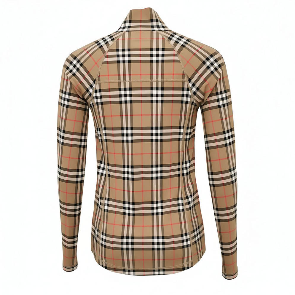 BURBERRY HALF-ZIP FITTED TOP - SIZE 4