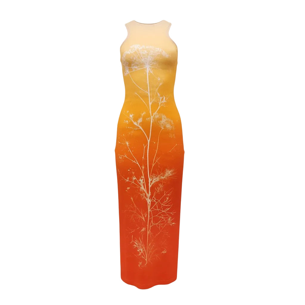 LOEWE PAULA IBIZIA ORANGE OMBRE MAXI DRESS - SIZE S