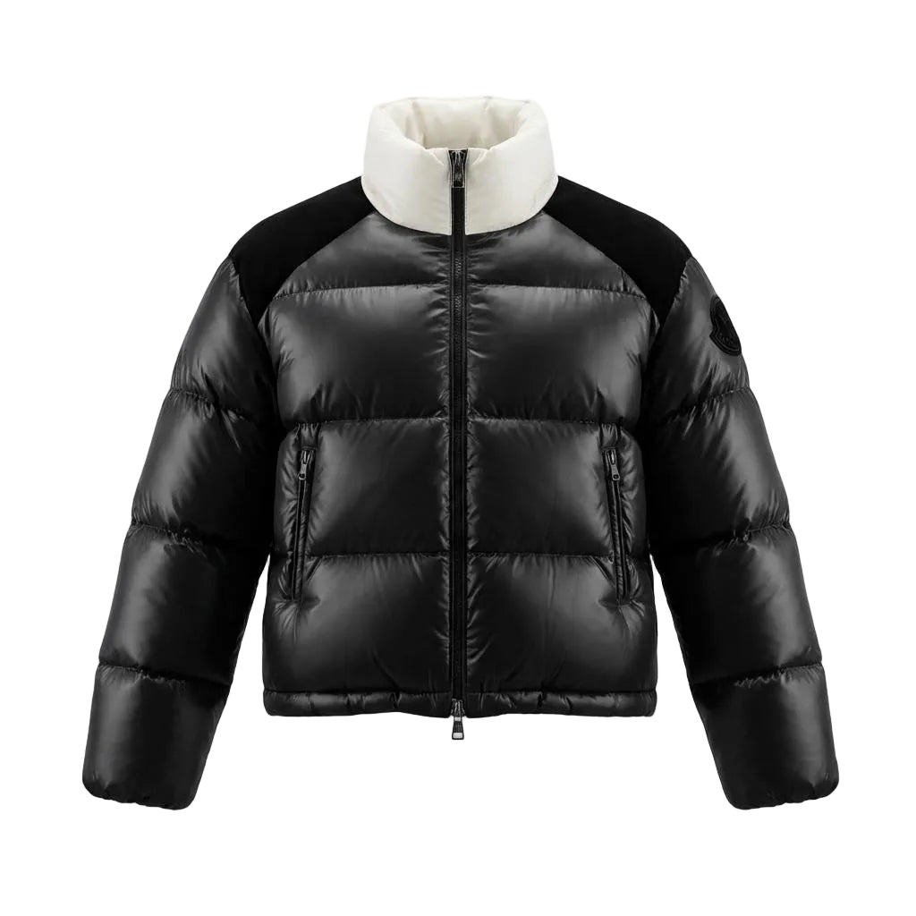 MONCLER BLACK PUFFER JACKET WITH LOGO ON SLEEVE AND BACK - SIZE 0 (XS)