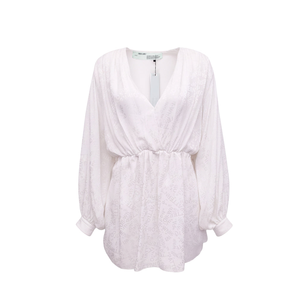 OFF-WHITE RUNWAY LOGO PATTERNED DRESS - SIZE 38