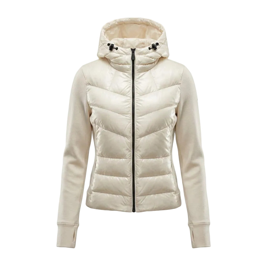 MONCLER CREAM FLEECE PUFFER JACKET - SIZE XS