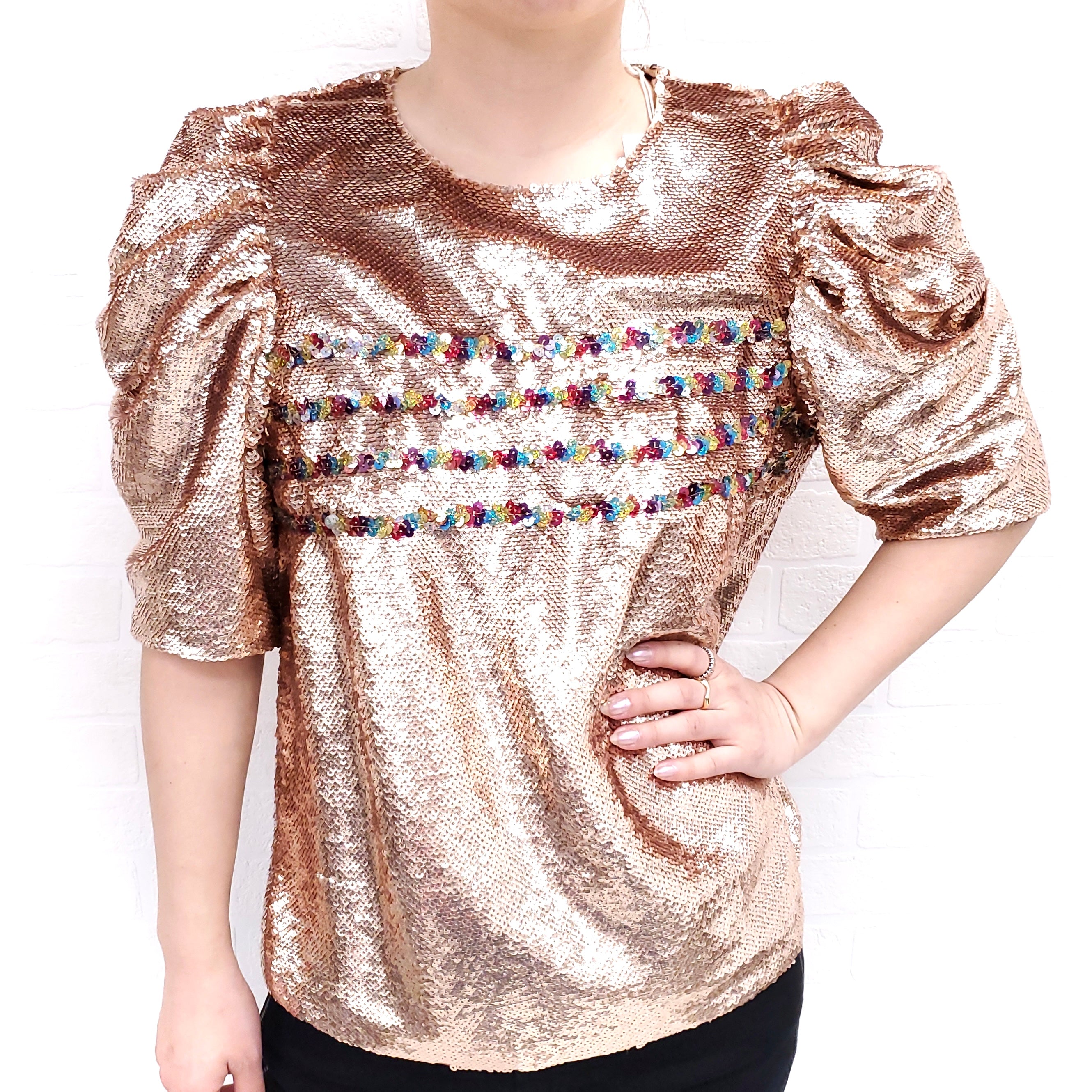 ULLA JOHNSON SEQUIN BLOUSE - SIZE 10