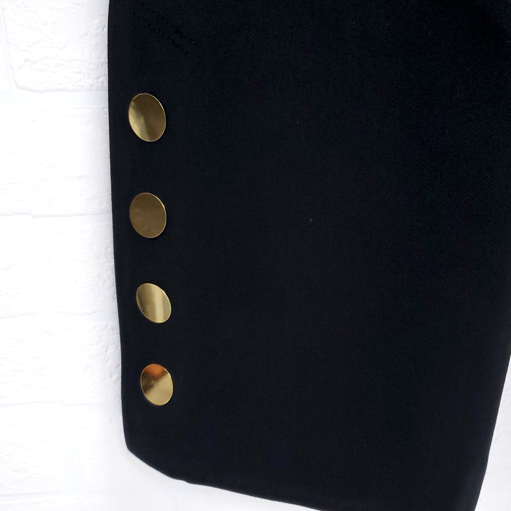 ELLERY BLACK HIGH DROP WAIST PANT WITH GOLD BUTTONS - SIZE 26