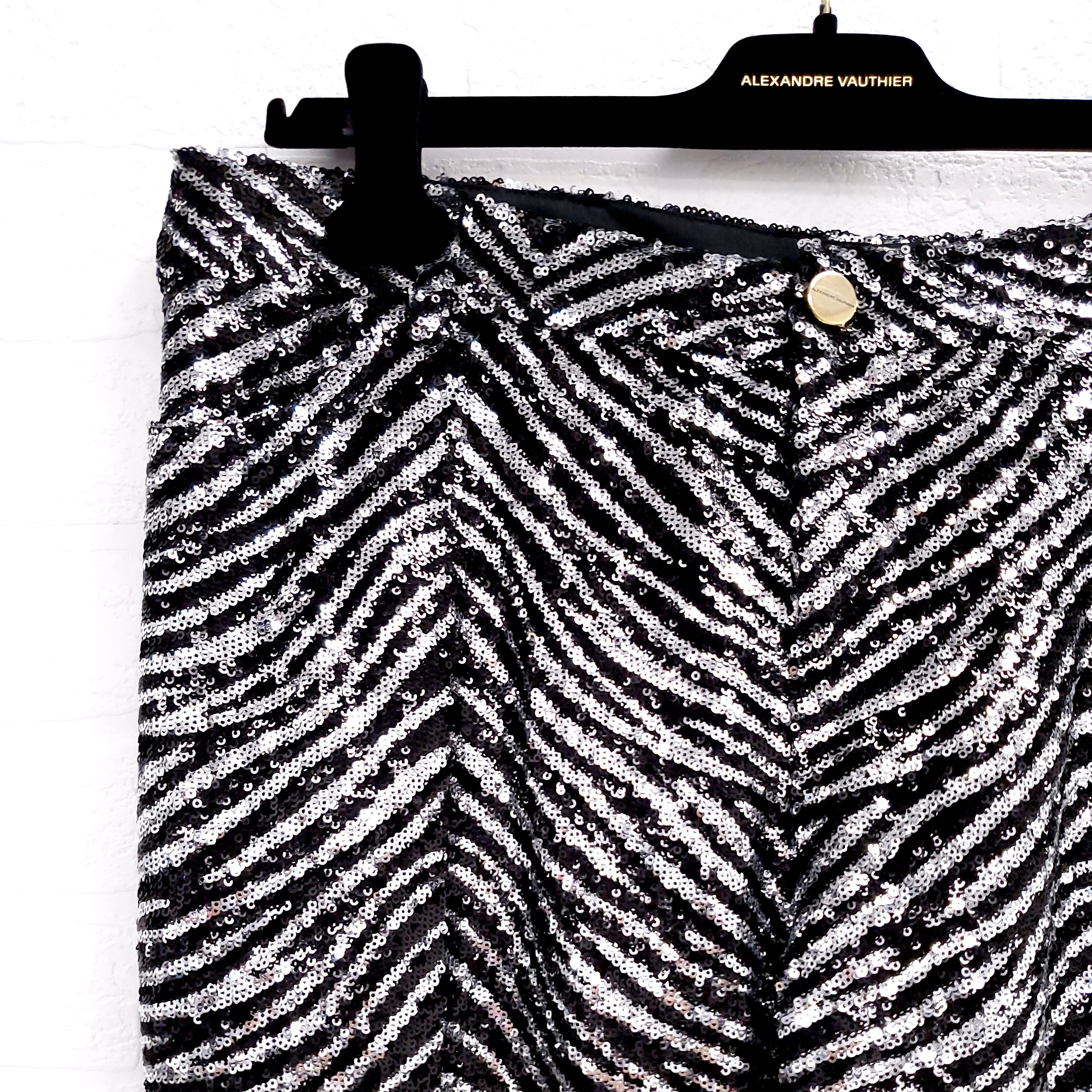 ALEXANDRE VAUTHIER SILVER AND BLACK ANIMAL SEQUIN PANTS - SIZE 31