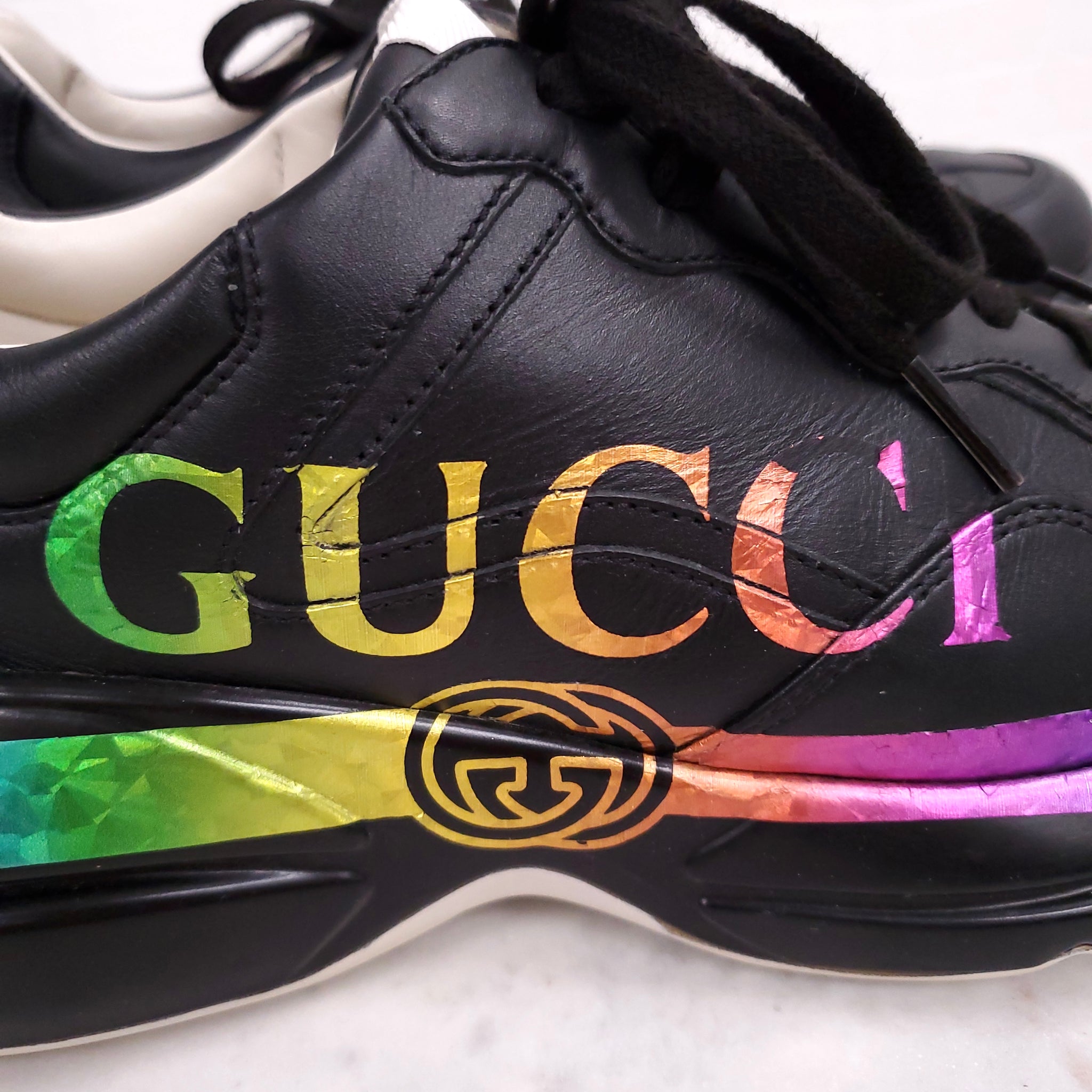 GUCCI BLACK RAINBOW SNEAKERS SIZE 41 Rewind Couture