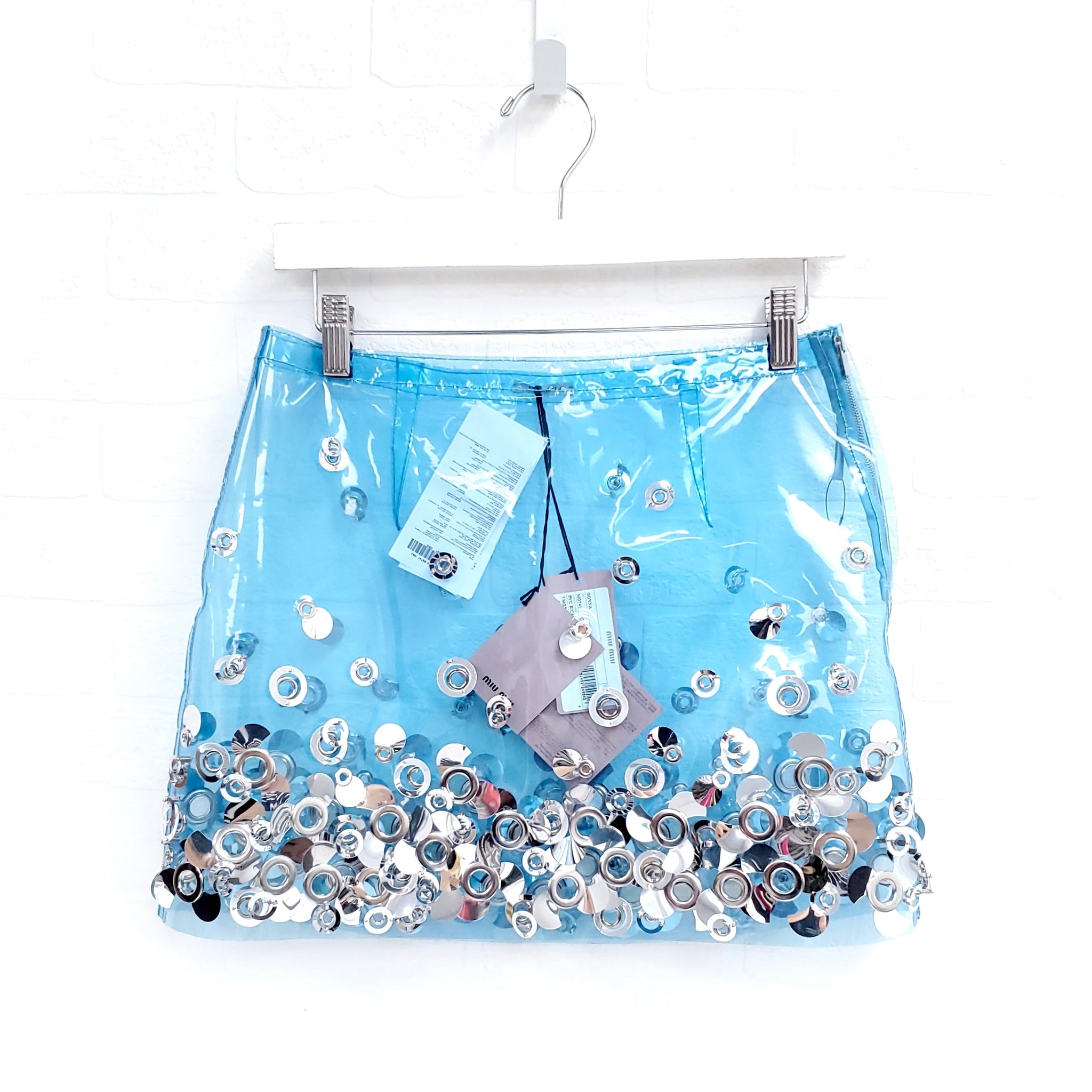 スカート MiuMiu MG2472SOOO.17LV Skirts MIU White Poplin Miniskirt | Miu Miu