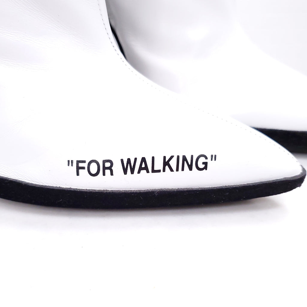 OFF-WHITE LEATHER LOGO BOOTS - SIZE 40