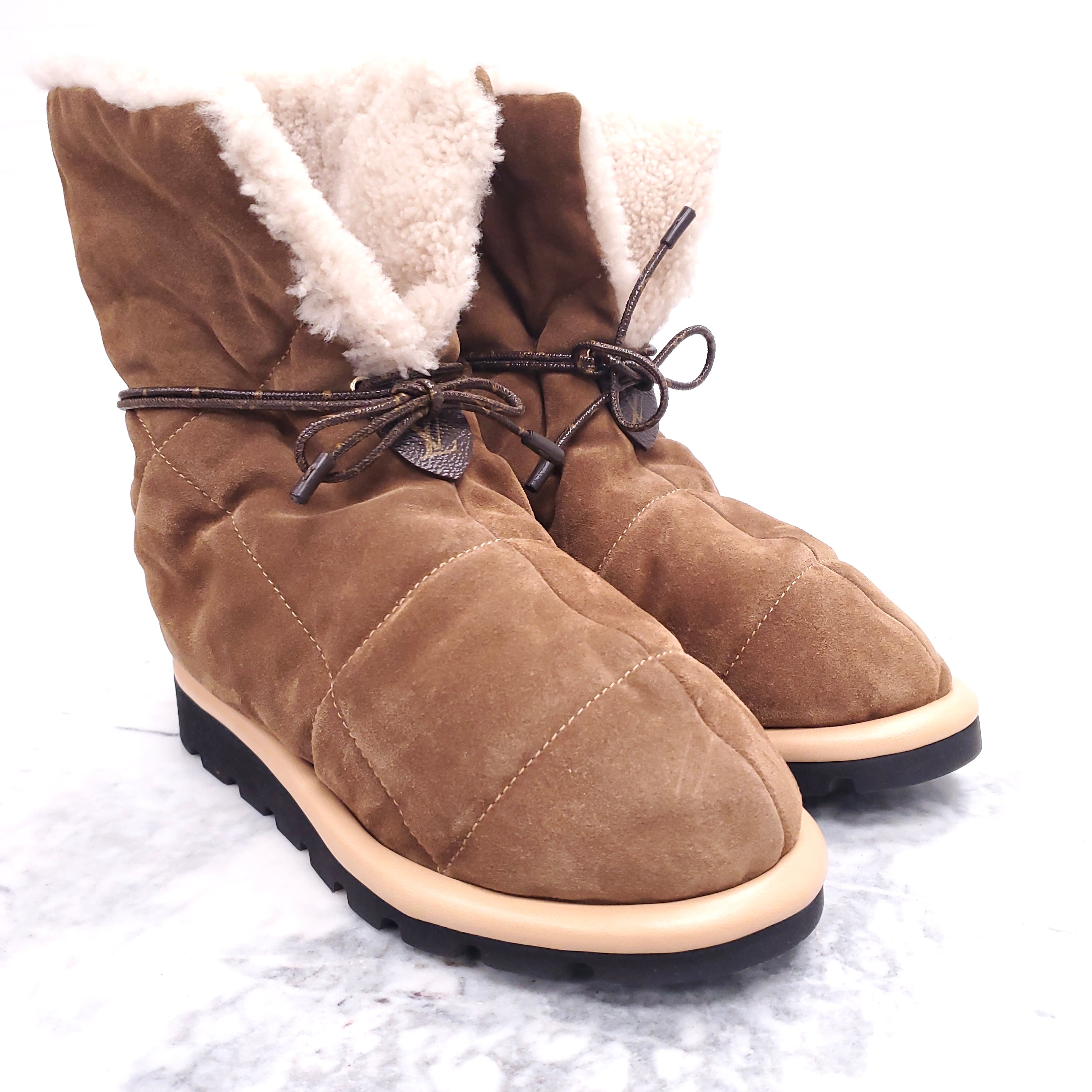 LOUIS VUITTON SUEDE PILLOW BOOTS - SIZE 36
