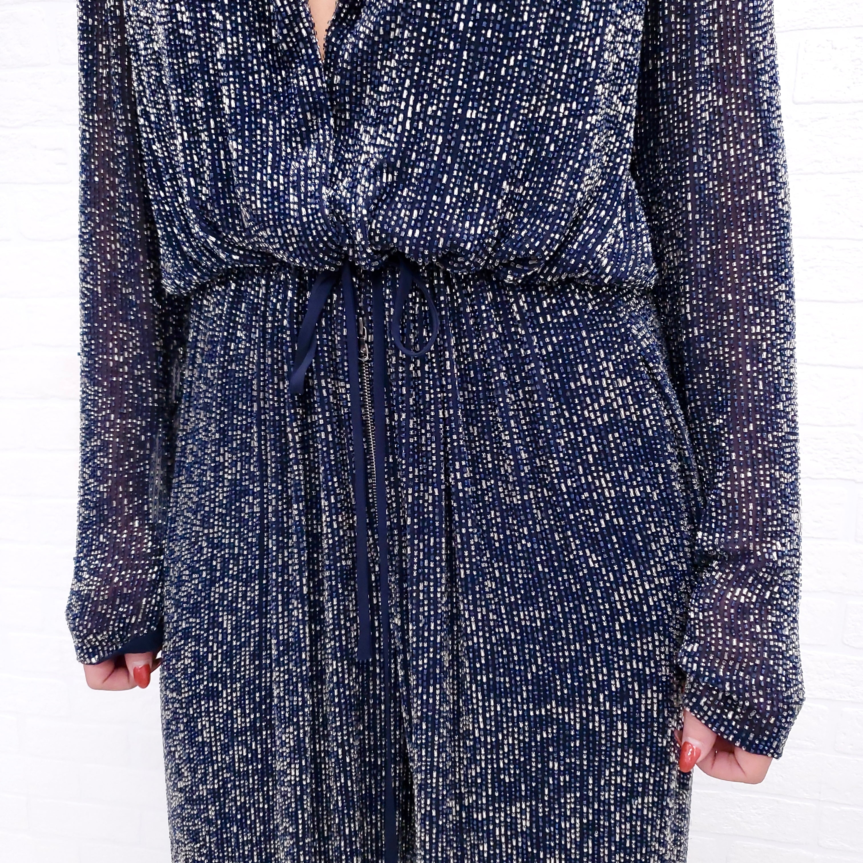 NAEEM KHAN NAVY BLUE BEADED JUMPSUIT ($8900) - SIZE 12