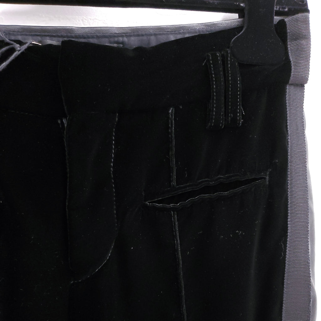 HAIDER ACKERMANN BLACK VELVET AND LEATHER TUXEDO PANT ($2250) - SIZE 36