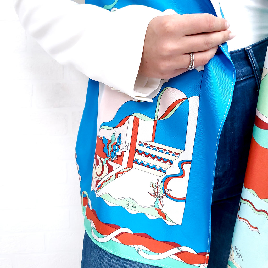 EMILIO PUCCI WHITE PATTERN BLAZER WITH SILK - SIZE 4