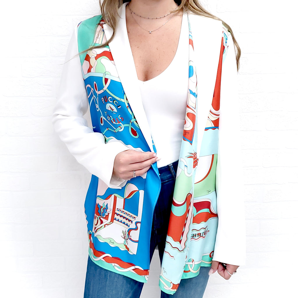 EMILIO PUCCI WHITE PATTERN BLAZER WITH SILK - SIZE 4