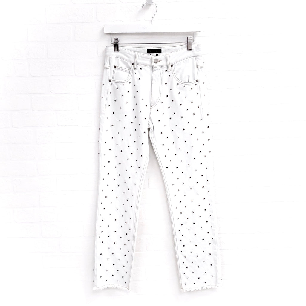 ISABEL MARANT WHITE JEANS WITH CRYSTALS ($1,100) - SIZE 36